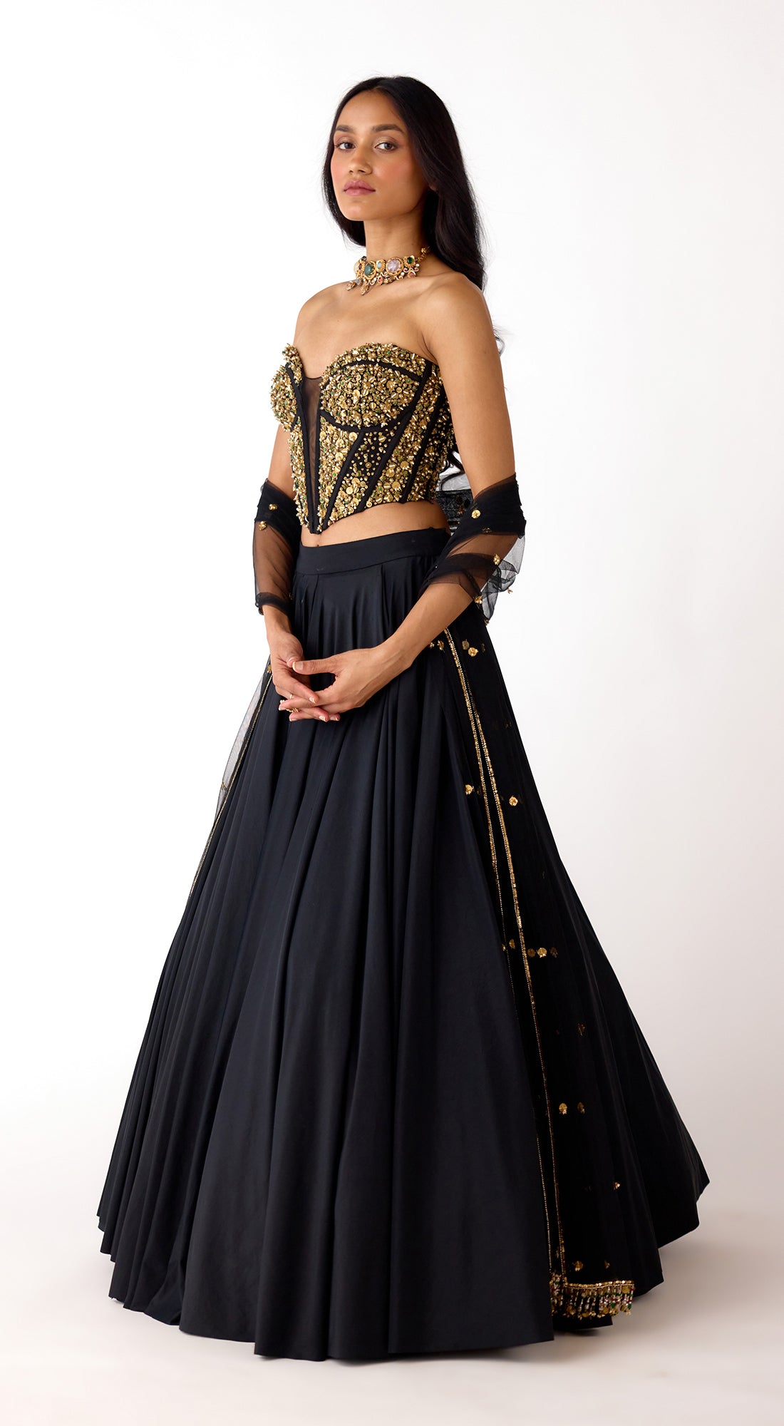 The Stellar Noir Corset & Lehenga Set