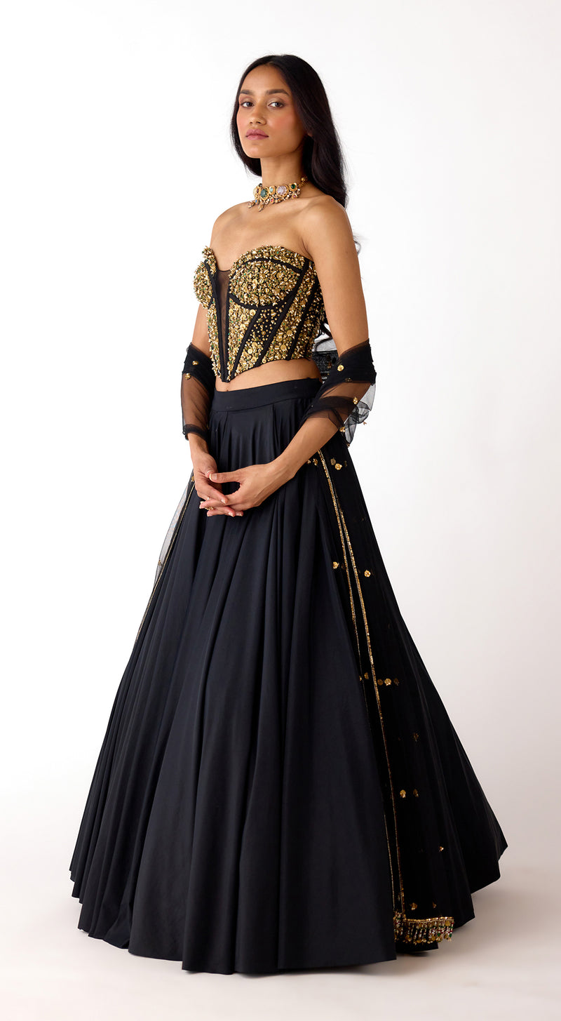 The Stellar Noir Corset & Lehenga Set