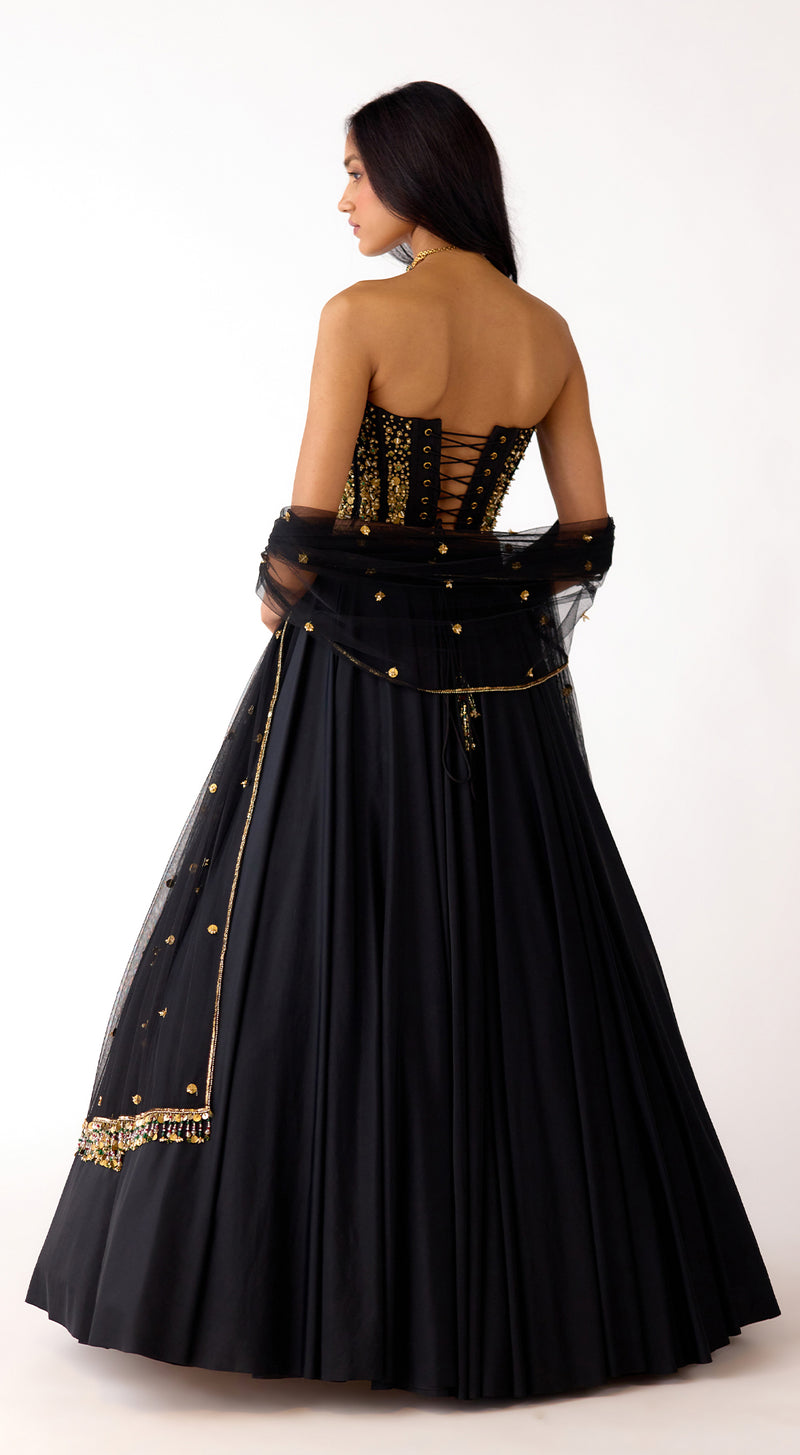 The Stellar Noir Corset & Lehenga Set