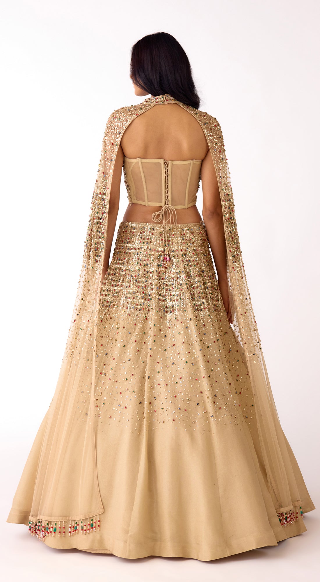 Gold Embroidered Corset Lehenga Set