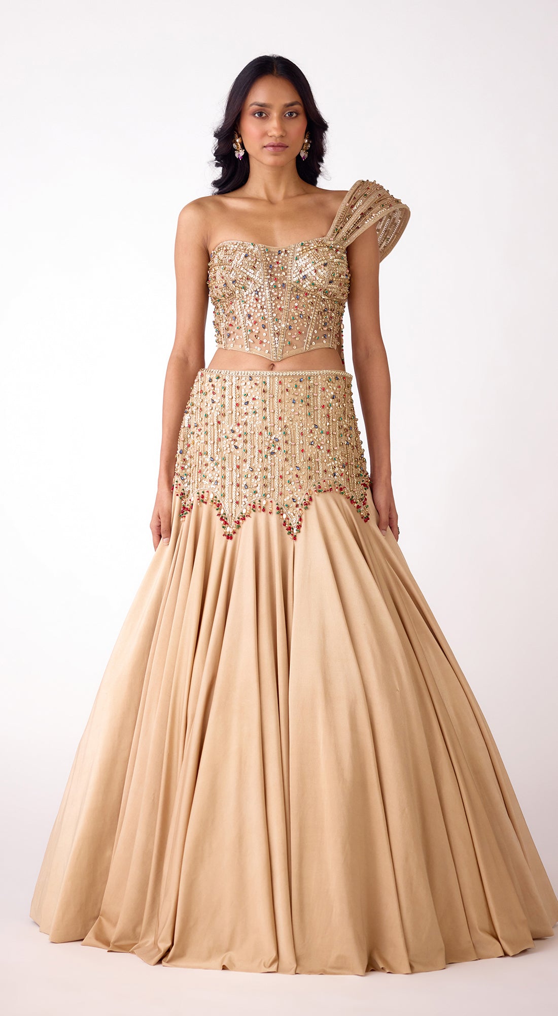 Gold Silk Embroidered Lehenga Set