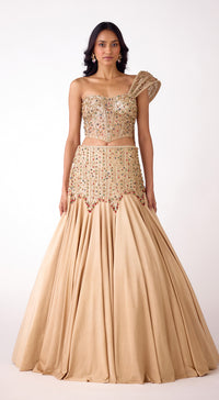 Gold Silk Embroidered Lehenga Set