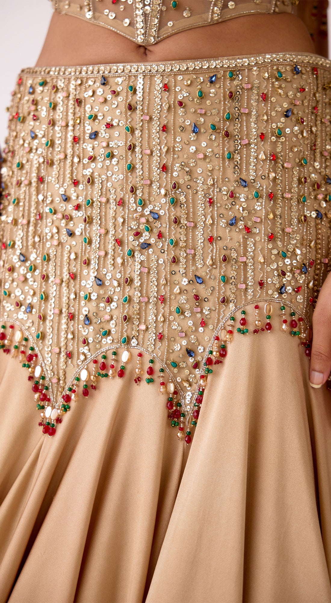 Gold Silk Embroidered Lehenga Set