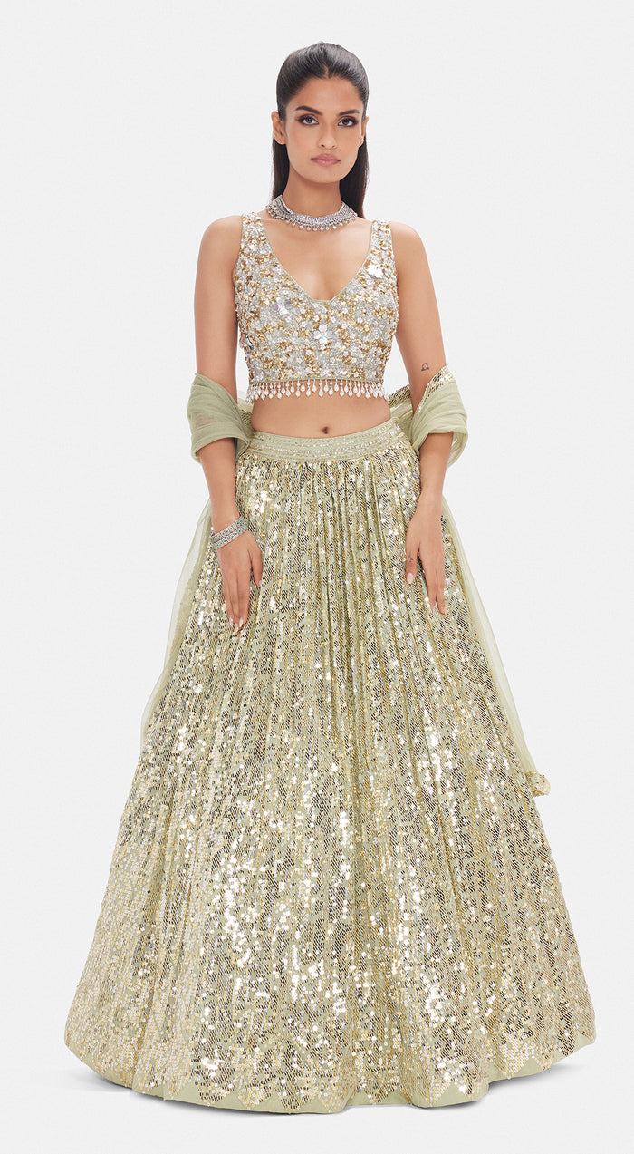 The Soft Moss Sequins Lehenga