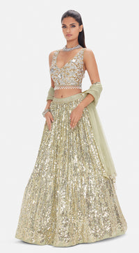 The Soft Moss Sequins Lehenga