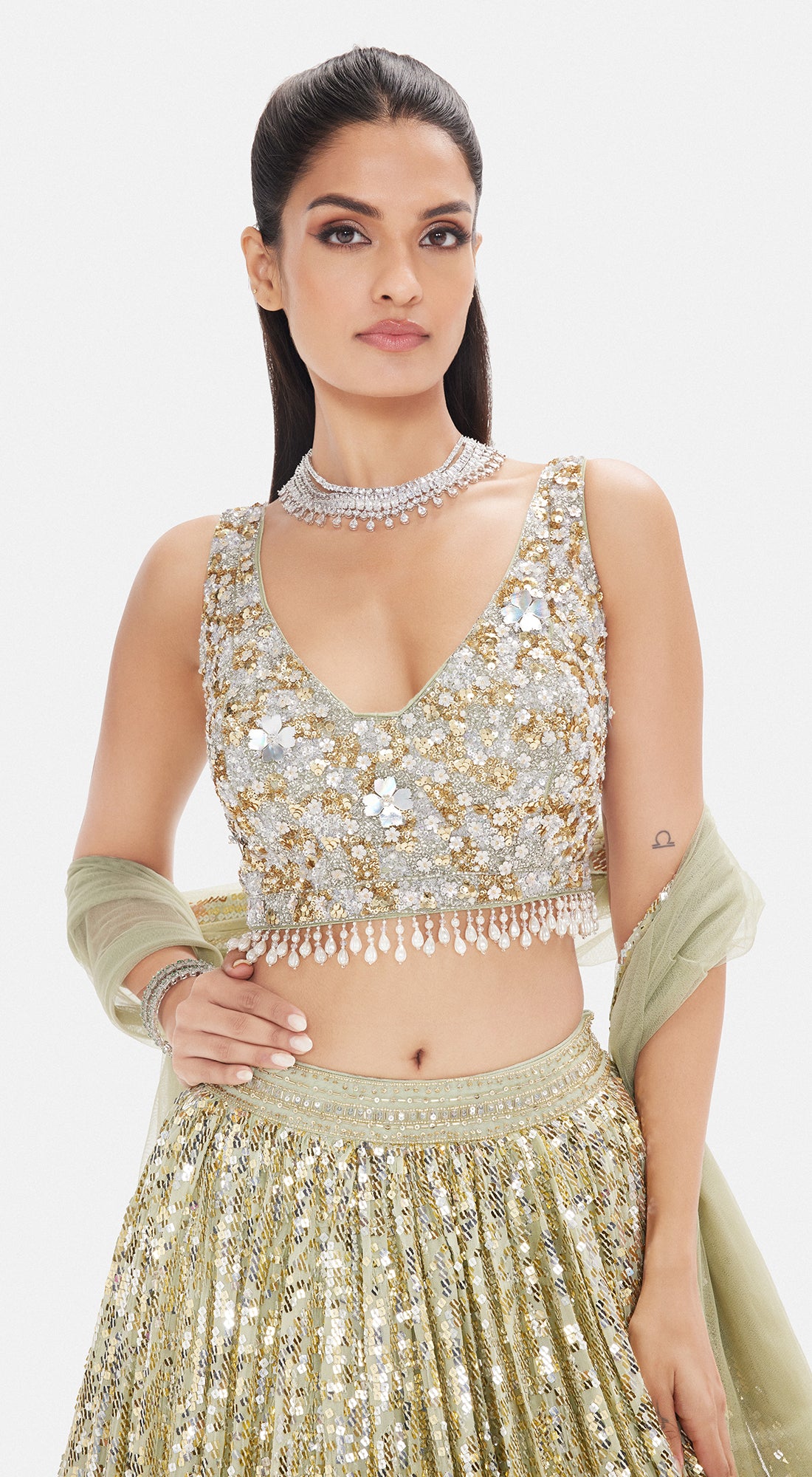The Soft Moss Sequins Lehenga