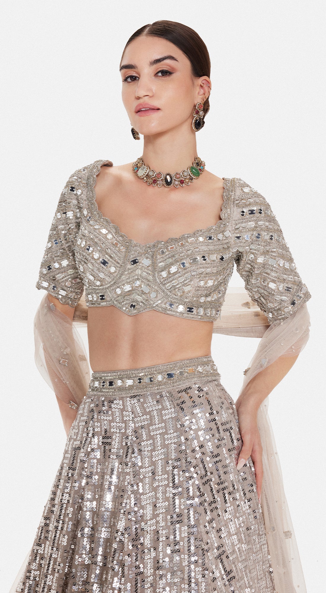 The Silver Odyssey Lehenga