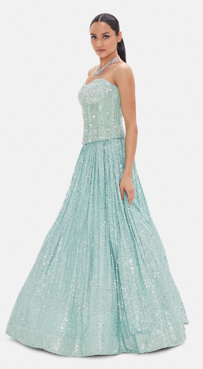 The Aquamarine Dream Lehenga Set Basanti Kapde aur Koffee The Aquamarine Dream Lehenga Set Basanti Kapde aur Koffee