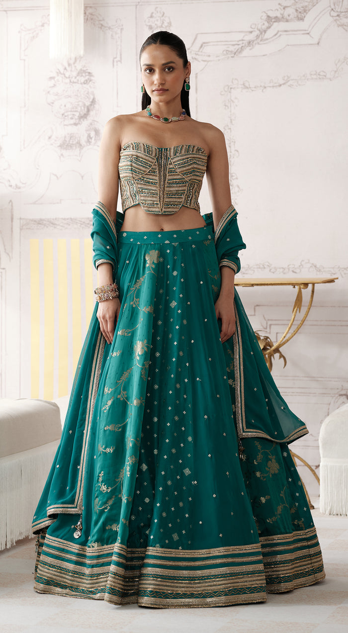 THE ROYAL TEAL LEHENGA