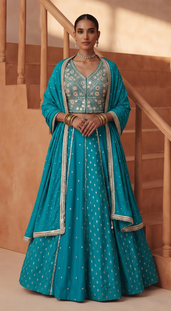 EMERALD ROGUE EMBROIDERED LEHENGA SET