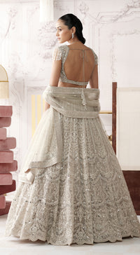 Basanti Kapde Aur Koffee Platinum Eclat light grey embroidered lehenga set