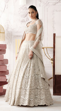 Basanti Kapde Aur Koffee Platinum Eclat light grey embroidered lehenga set