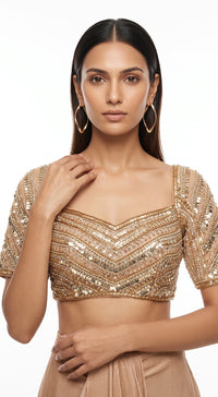 BEIGE EMBROIDERED DRAPED RUFFLE SAREE - PRDV-2938-LIGHT-GOLD - image 2