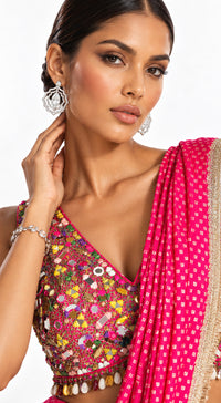 RANI PINK EMBROIDERED DRAPED SAREE - PRF-272-RANI - image 2