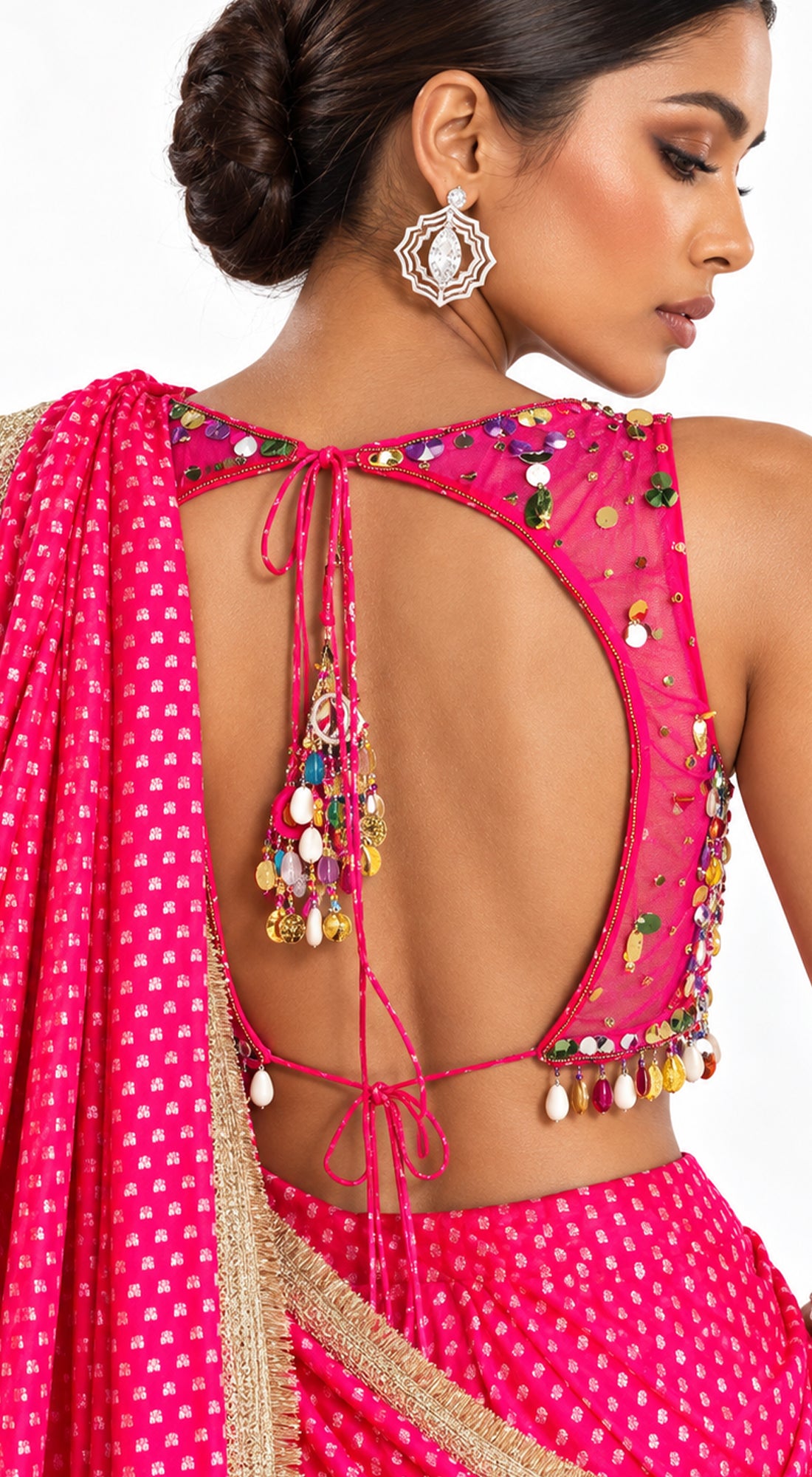 RANI PINK EMBROIDERED DRAPED SAREE - PRF-272-RANI - image 3