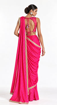 RANI PINK EMBROIDERED DRAPED SAREE - PRF-272-RANI - image 4
