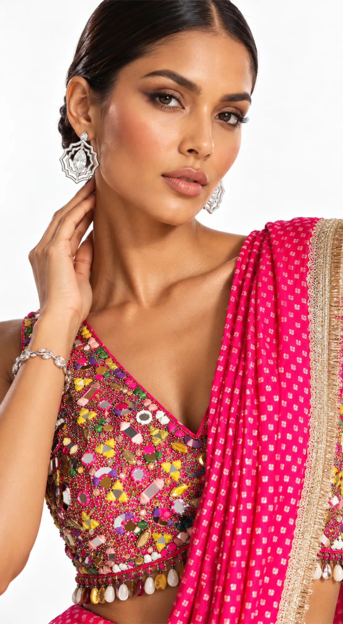 RANI PINK EMBROIDERED DRAPED SAREE - PRF-272-RANI - image 2