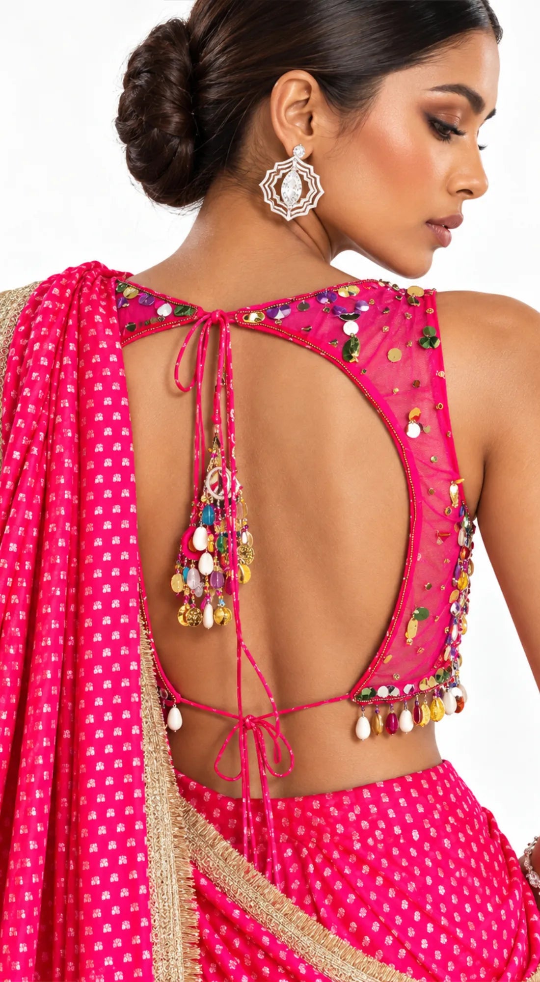 RANI PINK EMBROIDERED DRAPED SAREE - PRF-272-RANI - image 3
