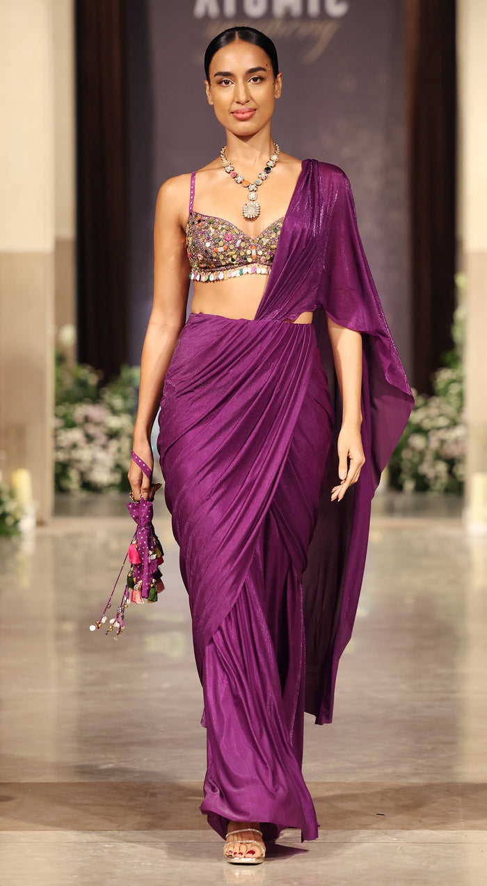 The Mystic Plum Draped Saree