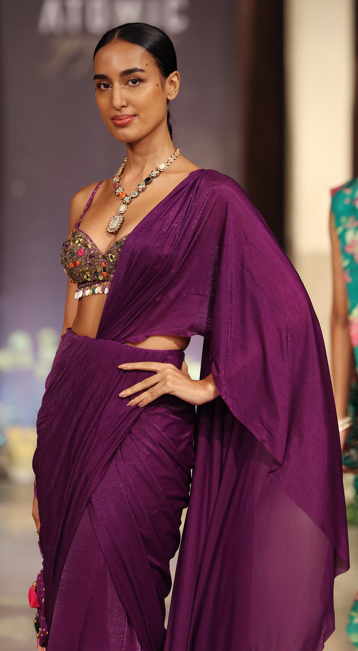 The Mystic Plum Draped Saree