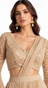 GOLD EMBROIDERED SAREE SET - PRR-3771-GOLD - image 2
