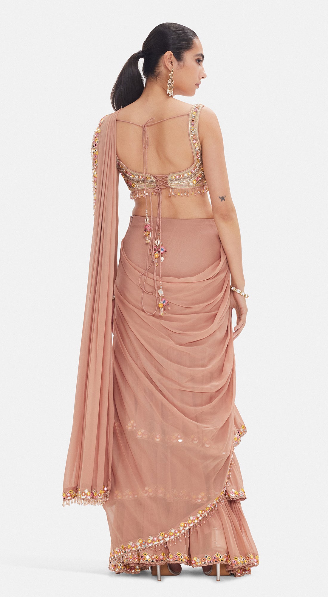 The Muted Peach Saree Set