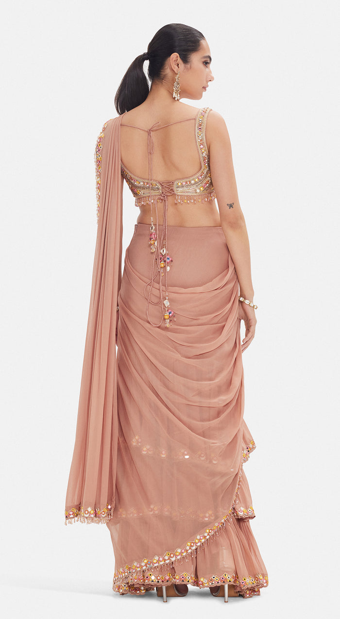 The Muted Peach Saree Set