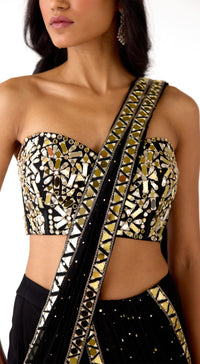 Black Mukaish Georgette Saree Set