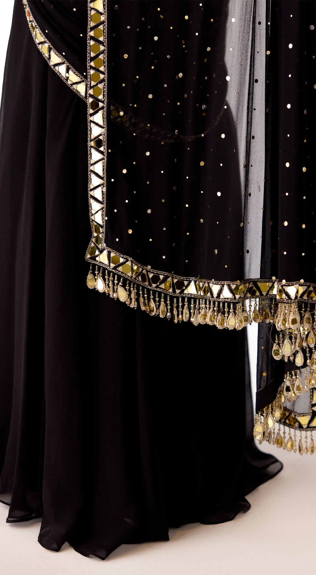 Black Mukaish Georgette Saree Set