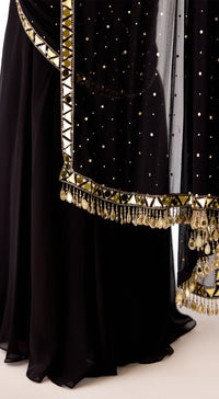 Black Mukaish Georgette Saree Set