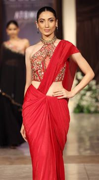 The Sunset Red Draped Saree