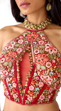 The Sunset Red Draped Saree