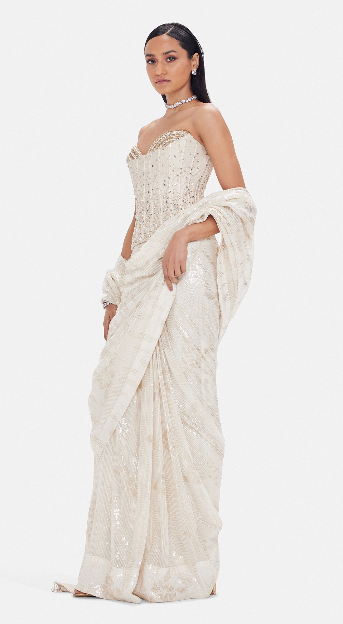 The White Lily Corset & Saree Set