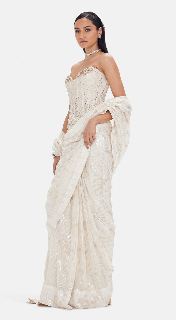 The White Lily Corset & Saree Set