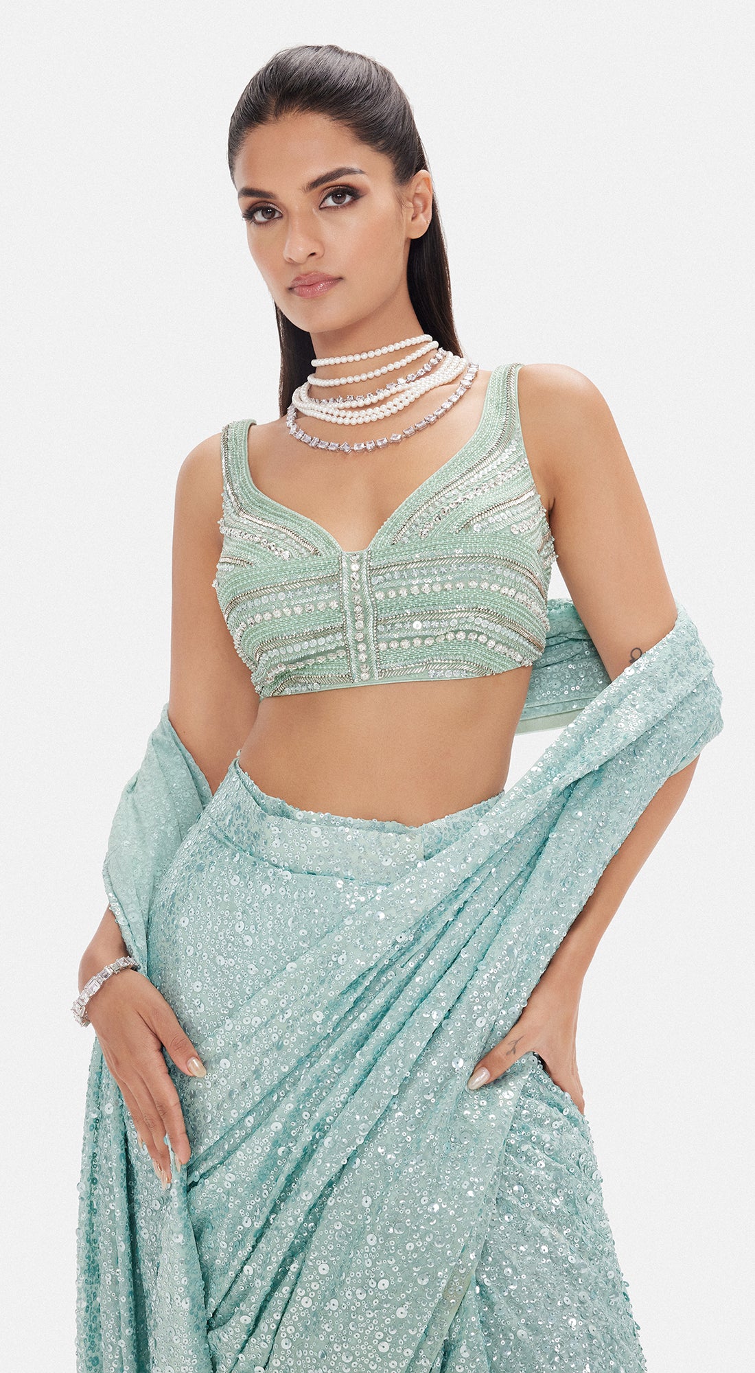 The Arctic Aurora Saree Set