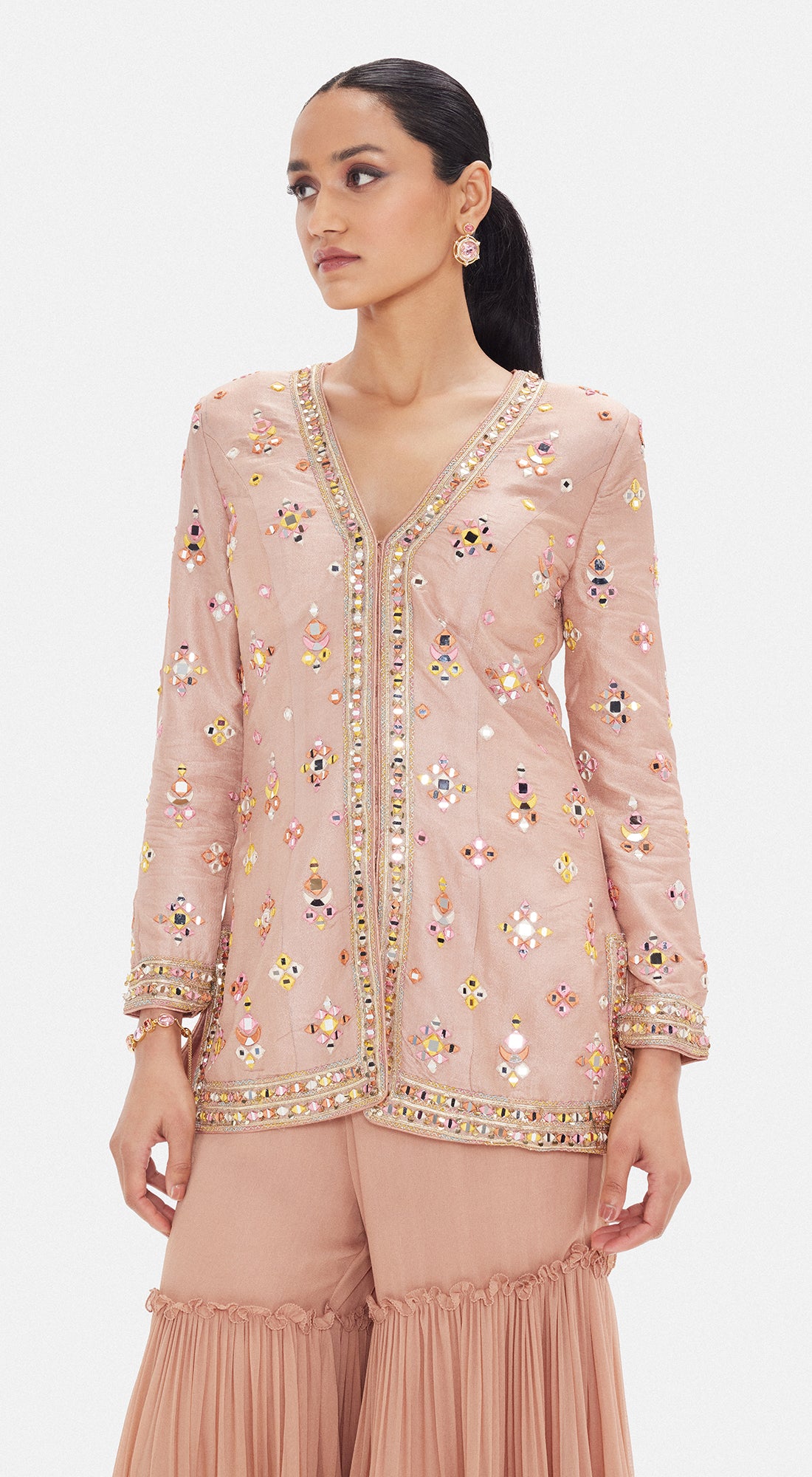 The Rose Champagne Sharara Set