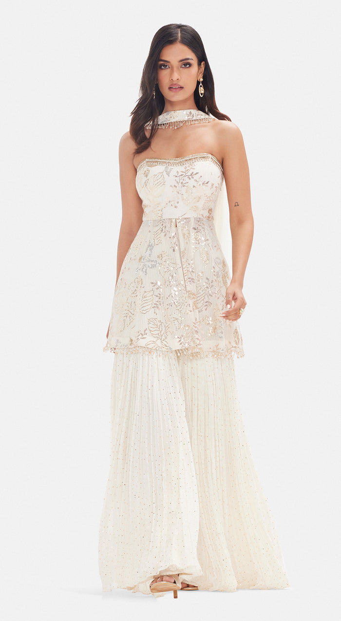 The White Rose Petal Sharara Set