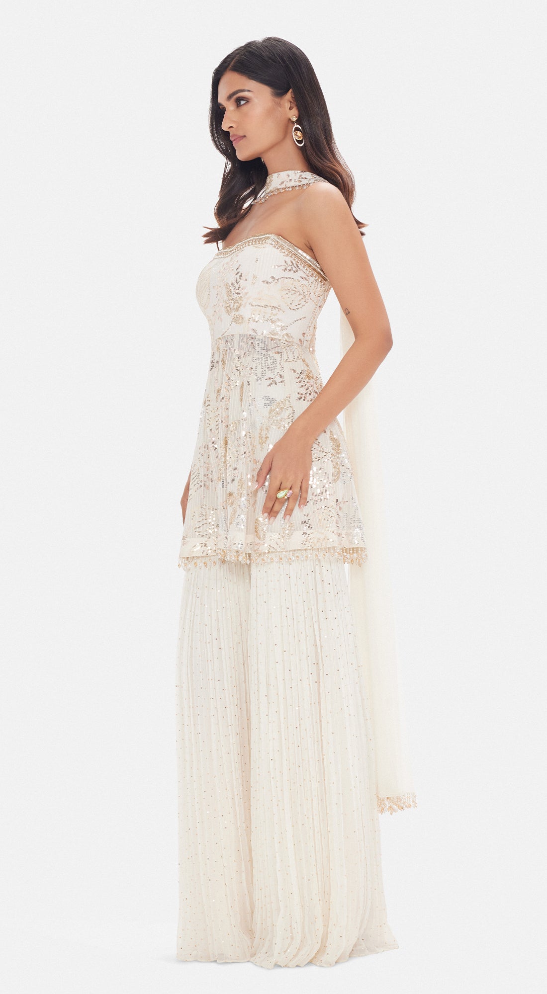 The White Rose Petal Sharara Set