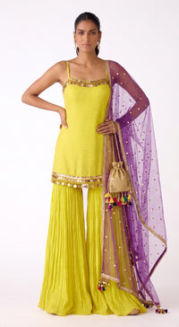 Lime Chinon Embroidered Sharara Set