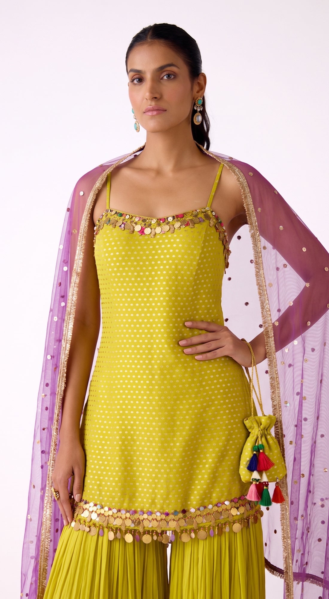 Lime Chinon Embroidered Sharara Set