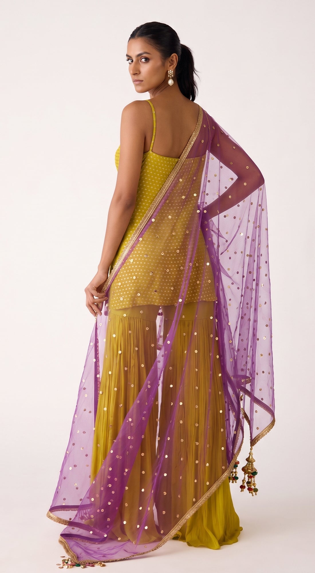 Lime Chinon Embroidered Sharara Set