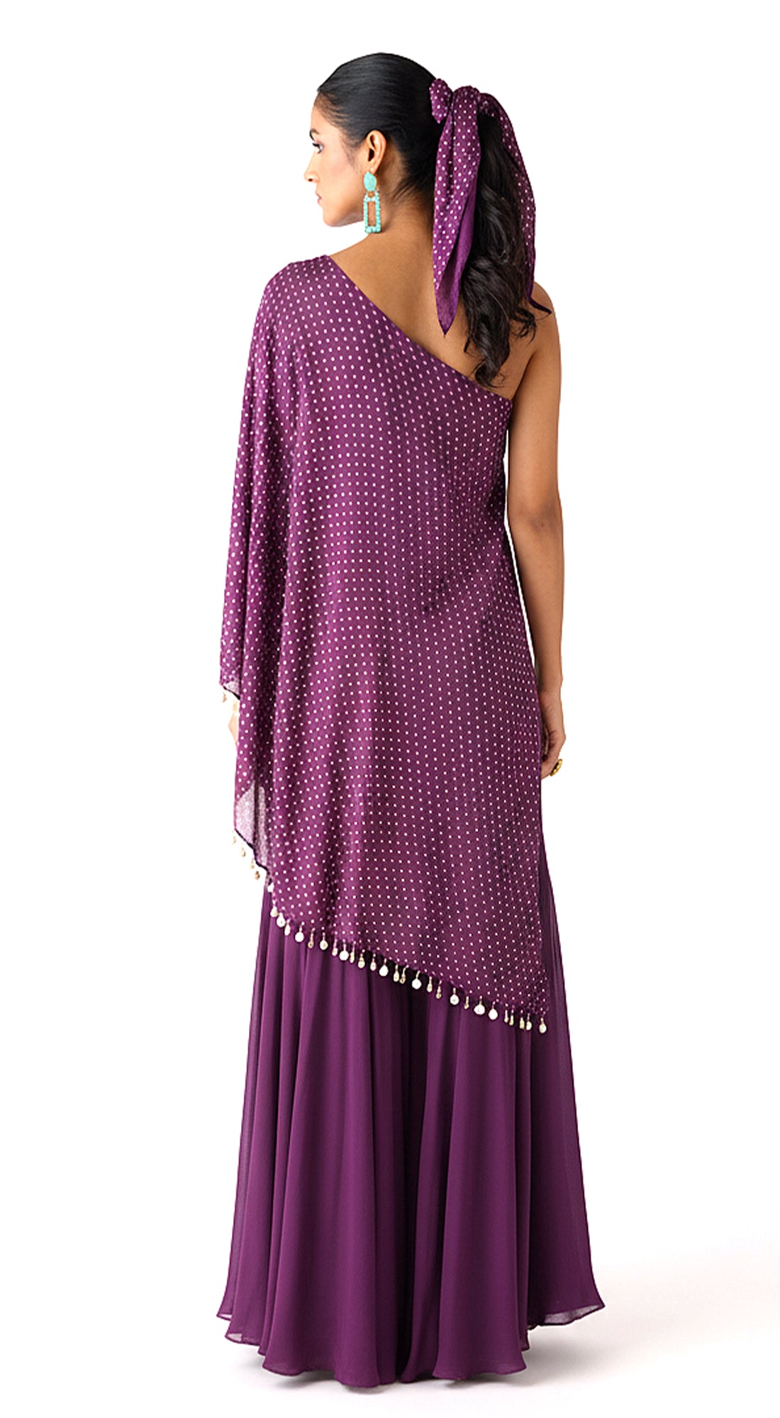 Purple Chinon Embroidered Sharara Set