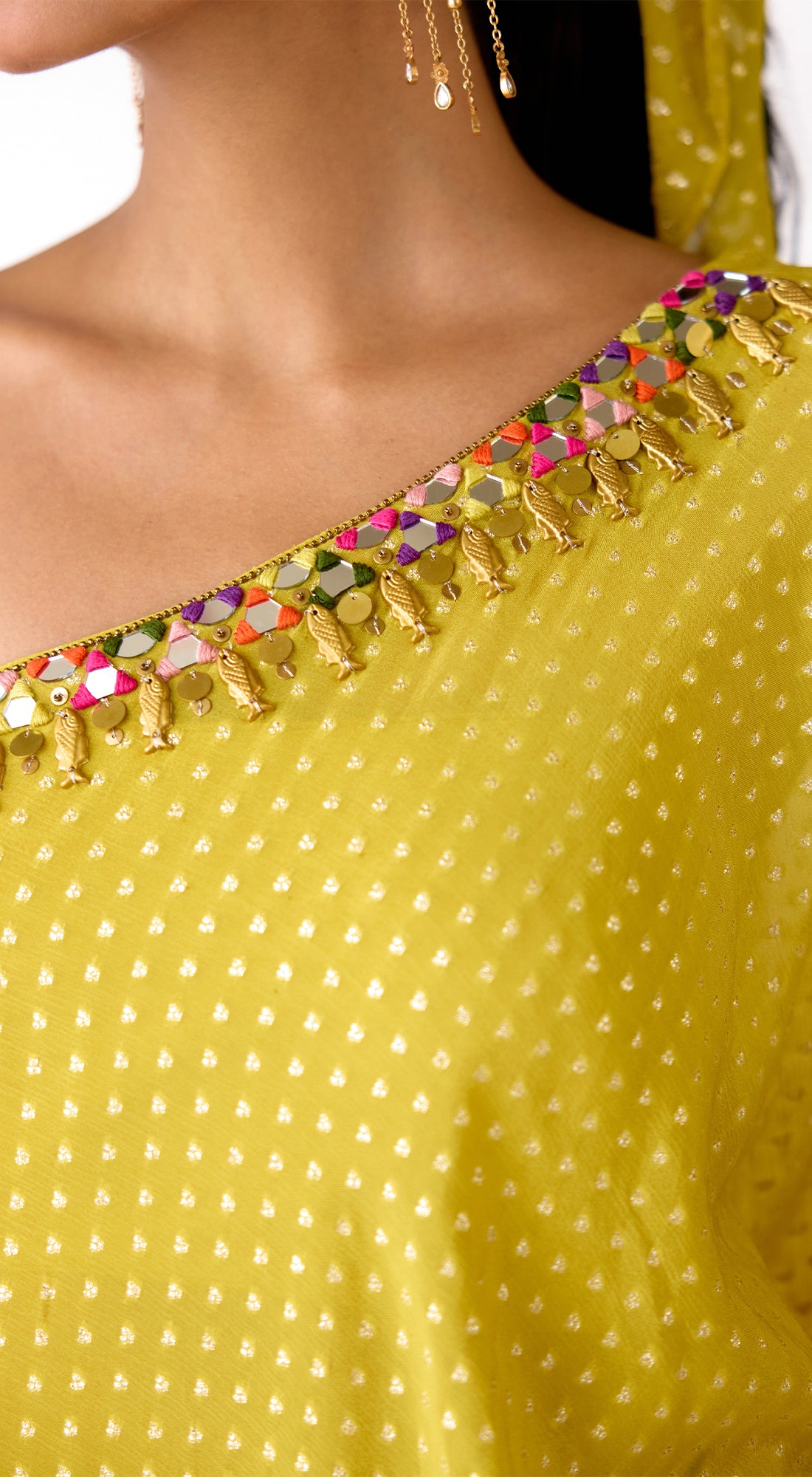 Yellow Chinon Sharara Set