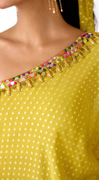 Yellow Chinon Sharara Set