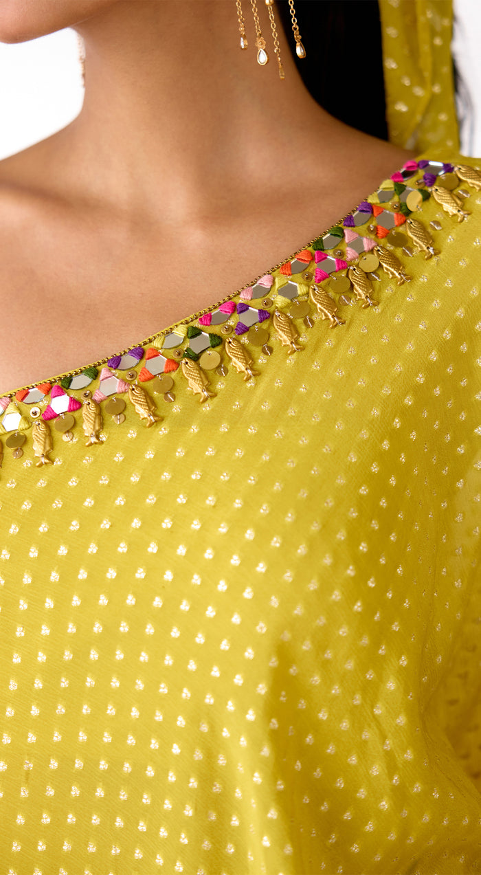 Yellow Chinon Sharara Set