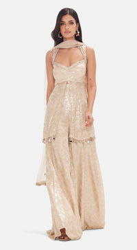 The Beige Shimmer Sharara Set