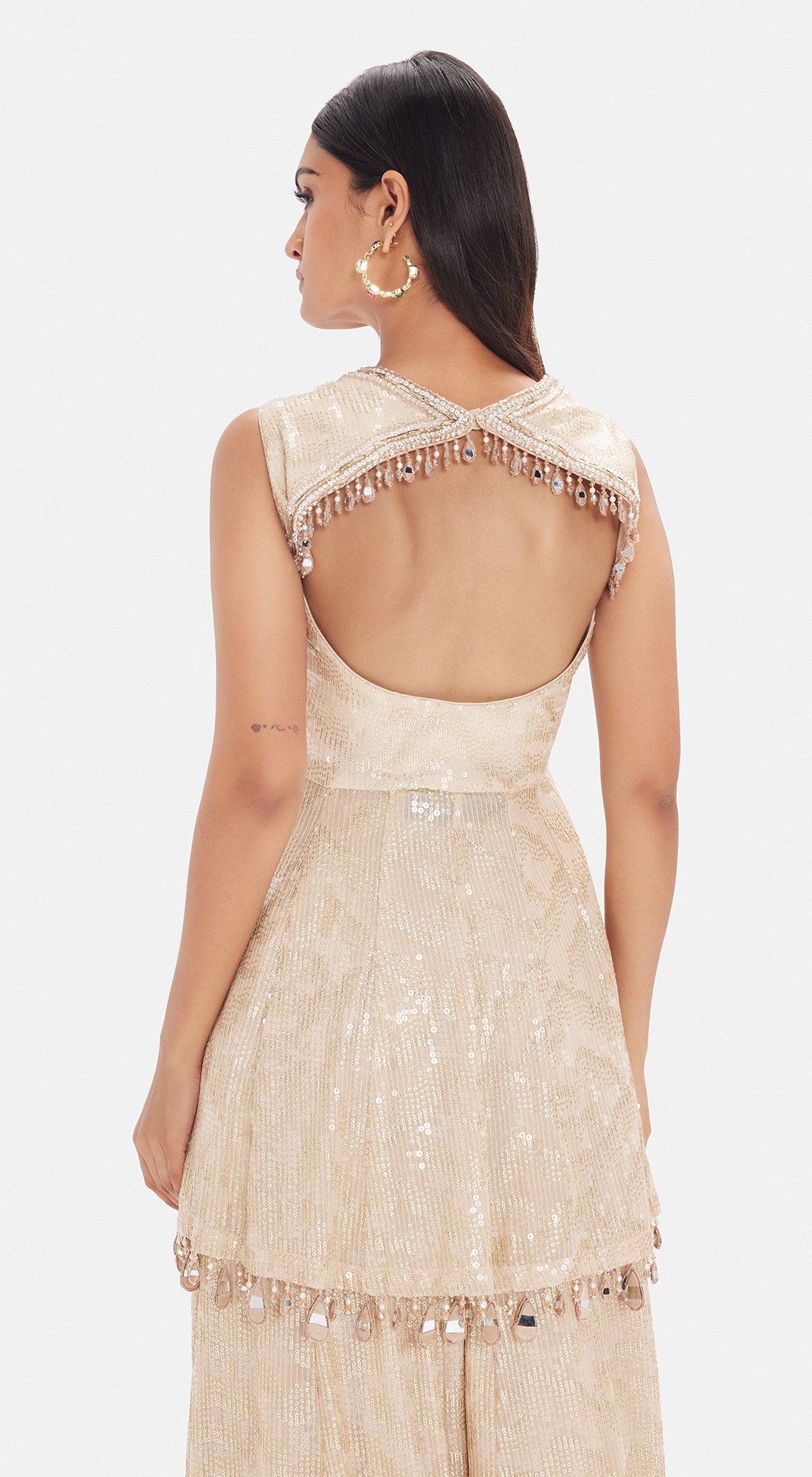 The Beige Shimmer Sharara Set