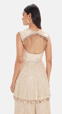 The Beige Shimmer Sharara Set