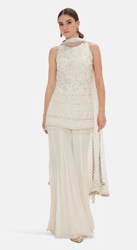 The Ivory Glacé Sharara Set