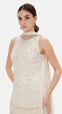 The Ivory Glacé Sharara Set